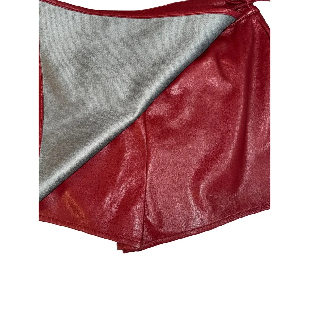 Sadie and Sage Red Faux Leather Skort Wrap Front Mini Shorts Girls XL 14 NEW